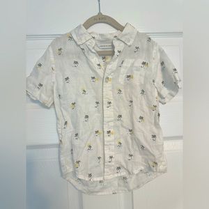 Janie and Jack linen palm tree short sleeve button up